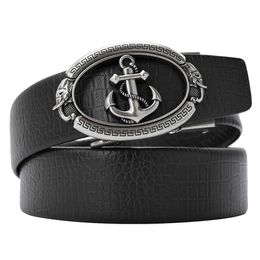 Belts CEXIKA Gold Silver Alloy Anchor Fishing Automatic Buckle Belts Men High Quty Waist Strap for Jeans Luxury Brand Design Belt T240429