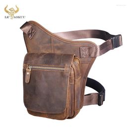 Waist Bags Genuine Leather Men Design Casual Messenger Crossbody Sling Bag Fashion Fanny Belt Pack Leg Drop Phone Case 6915