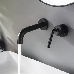 Bathroom Sink Faucets Est Wall Mounted Brass Faucet Matte Black Single Handle Copper Lavatory Basin Vessel Cold Water