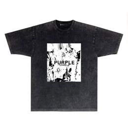 Niche brand Purple new designer T-shirt PUR069 black and white negative print wash old short sleeve T-shirt R110W106 men's and women's loose casual pure cotton blazer