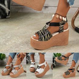 Sandals Women's Casual Side Hollow Belt Buckle Thick Bottom Roman Shoes Summer Fashion Ladies Cute Women Size 11