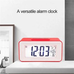 Desk Table Clocks Led Electronic Snooze Alarm Clock MINI Small Intelligent Sound Control Clock with Calendar Temperature for Home Office Travel