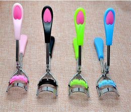 6colors Ladies Makeup Eye Curling Eyelash Curler with comb Eyelash Curler heart handle Clip Beauty Tool Stylish X0089869762