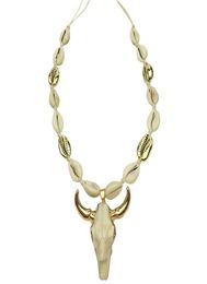 DM Cow Bull Head Pendant Necklace Women Rope Chain Natural Cowrie Shell Long Animal Skull Boho Jewellery collier femme 2020 kolye Y22589224