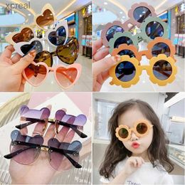 Sunglasses Fashionable Heart Frame Childrens Sunglasses Cute Girls Boys Childrens Sunglasses UV375 Protective Small Glasses Baby De Sol Gafas WX