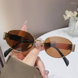 Sunglasses Advanced Oval Metal Fashion Y2K Ocean Beach Mirror Men's Driving And Riding Trendy Sun Glasses UV400