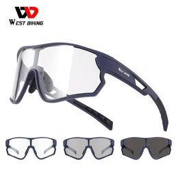 WEST BIKING Pochromic Cycling Sunglasses for Men and Women MTB Road Bike Windproof Goggles TR90 Frame Sport Fishing Glasses 240416