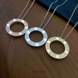 Cartre High End jewelry rings for womens Classic Sky Star Necklace Female Circle Ring Big Round Full Diamond Light Luxury Original 1:1 With Real Logo and box