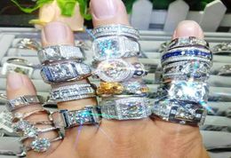 2021 Sparkling Male Fashin Jewellery 925 Sterling Silver Full Pave White Sapphire CZ Diamond Gemstones Large Party Promise Men Weddi2382576