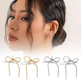 Dangle Earrings Simple Elegant Bow Bowknot Stud For Women Girls Piercing Hanging Wed Bridal Jewellery Accessories 2024 Crea P2L5