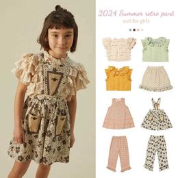 Clothing Sets 2024 New APO Childrens Clothing Girl Shirt Pants Baby Girl Princess Shirt Dress Coat Childrens Holiday ClothingL2403