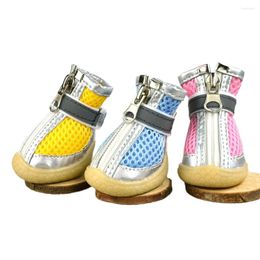 Dog Apparel Sandwich Mesh Shoes Breathable Silver Leather Pet Dogs Pets Accessories