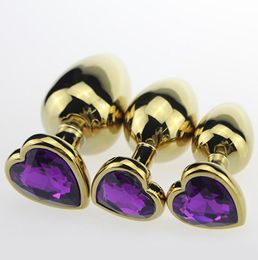 Metal 3PCS in 1 Stainless Steel Anal Butt Plug Heart Shaped Jeweled Adult Sex Toys for Woman Men Erotic Sex Products for Couples6521058