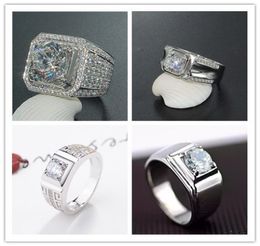 White Copper Plated Platinum Fashion Ring Big Mans Ring New Style Assertive Mens Diamond Ring Full Diamond Micro Pave2423175