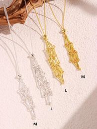 Pendant Necklaces HUANZHI Copper Plated Bead Net Necklace For Women Girls Dream Catcher Can Hold Irregular Stone Hollow Jewellery Gifts