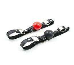 Sexy Products Sex Leather Strap Sex Bondage Gear Open Mouth Silicone Ball Not plastic Gag Breathable Red Black Ball CPRC0071808957