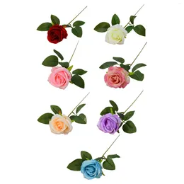 Decorative Flowers Artificial Roses Faux Bouquets Simulated Rose Realistic Blossom For