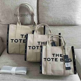 Top Luxury Marcj Original Edition Tote Bag Travelertote Canvas Cowhide with Woven Bandwidth Shoulder Womens Computer Handheld Shopping