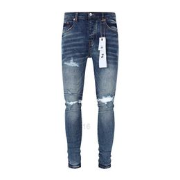 Men's Jeans Jeans Distressed Motorcycle Biker Jean Rock Skinny Slim Ripped Hole Letter Top Quality Brand Hip Hop Denim Pantst41v