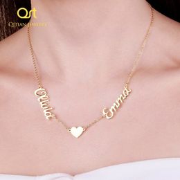 Fashion Custom Names Heart symbol Necklace Stainless Steel Pendants Statement Personalised Choker For Women Gift Gold Jewellery Q1113 239B