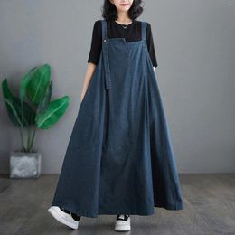 Casual Dresses Denim Oversized Summer Long Strap Dress Wearing With T-Shirt Women Korean Modis Loose Sleeveless Ladies Suspender