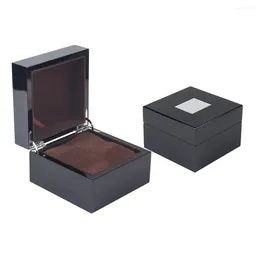 Watch Boxes High Quanlity Black Lacquered Wooden Box High-End Brand Storage Display Case Square Gifts Customizable Logo