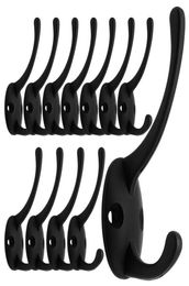 Hangers Racks 12 Pack Black Coat Hooks Wall Mounted With Retro Double Utility For Coat Scarf Bag Towel Key Cap6635174