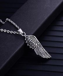 Long Necklace Men Wing Pendants Stainless Steel Gifts For Accessories Feather Chain Fashion Punk Jewelry Whole Pendant Necklac6815048