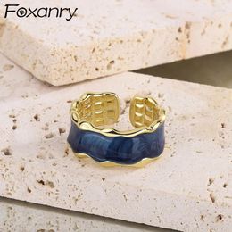 Wedding Rings Gold Color Drop Glaze Wave Geometric For Women Couples Trendy Simple Elegant Creative Bride Jewelry Gifts