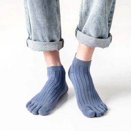 Men's Socks Five-finger Thin Striped Breathable Short-tube Cotton Sweat-absorbing Split-toe