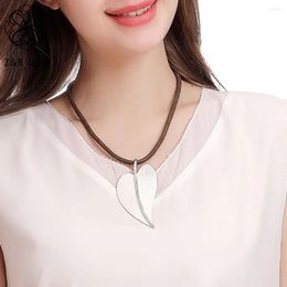 Pendant Necklaces Silver Colour Leaf Neck Chokers Necklace Vintage Suspension Pendants Trending Products Jewellery For Women Goth Unusual