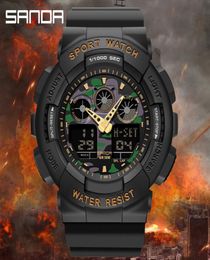 SANDA Brand Sport Watch Men Luxury Double Time Electrconi Watches Women039s Wristwatch Fashion Shockproof Stopwatch Military Sp9844597