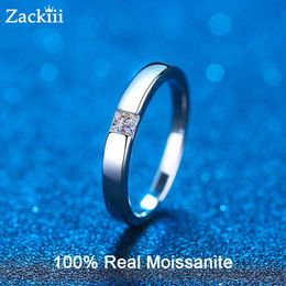 Wedding Rings Ceried 03CT Princess Cut Engagement Ring Lab Diamond Bands Simple Unisex Bridal Set Couple 2303037100734