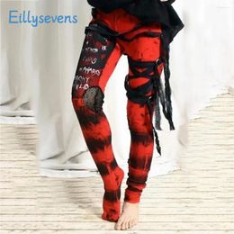 Women's Pants Distressed Cool Ultra Gathered Gothic Punk Retro Trend Fashion Tie-Dye Leggings Streetwear