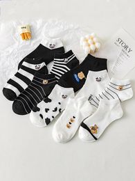 Women Socks 10 Pairs Low Tube Cute Animal Pattern Set For Casual Style And Fashionable Ladies Girl