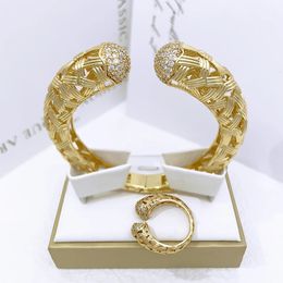 Bracelet For Women Cuff Bangle Ring Set Luxury Design Dubai Fashion Jewellery Trending Wedding Party Gift 240425