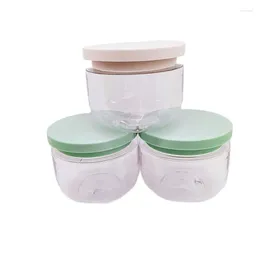 Storage Bottles 250ml Skincare Cream Containers Clear Wide Mouth Bottle White Green Cap Empty Cosmetic Hair Mask Pots PET Plastic Jars With