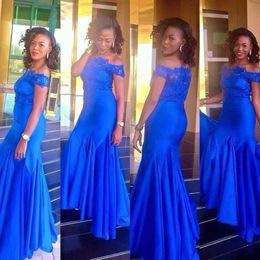 Nedime Kraliyet Elbiseleri Denizkızı Mavi 2021 Omuz Dantelli Aplike Gümrük Gümrük Yardımcısı Onur Elbise Düğün Partisi Resmi Giyim
