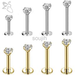 Body Arts ZS 1PC 6-12MM Stainless Steel Lip Labret Piercing for Women Crystal Monroe Lip Stud Ring Ear Tragus Helix Cartilage Piercing 16g d240503
