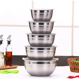 Bowls Stainless Steel Rice Bowl -grade Mixing Set With Lids 5 Piece For Kitchen Baking