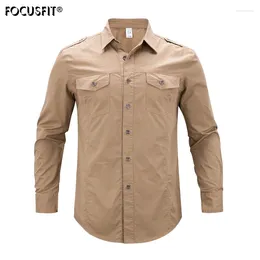 Men's Dress Shirts FOCUSFIT Tactical Quick Dry Sun Protection Lightweight Long Sleeve Button