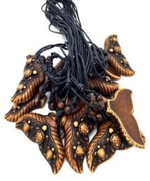 Whole 12PCS Ethnic Tribal Imitation Yak Bone Whale Tail Surfing Turtles Mermaid tails Pendant Necklace Luckty Gift MN5453573668