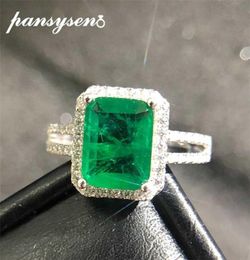 PANSYSEN 925 Sterling Silver Emerald Paraiba Tourmaline Rings for Women Engagement Cocktail Ring Fine Jewelry Gift Drop 2202091952666