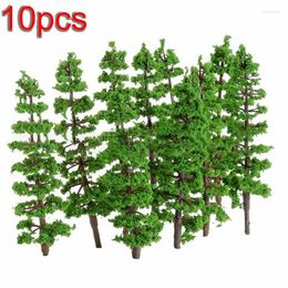 Decorative Flowers 10Pcs 9CM Plastic Pine Trees Park Train Railroad Scenery Landscape Layout 1:100-1:150 Artificial Miniature Model Street