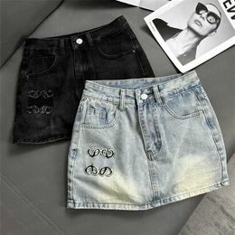 Skirts Letter Embroidery Denim Skirts Shorts For Women Summer Designers Jeans Short Pant Cool Girls Hip Hop Mini Skirt Streetwear