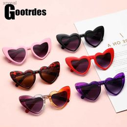 Sunglasses Childrens Heart shaped Sunglasses 2023 Summer Childrens Sunglasses Cute Heart shaped Sunglasses 3-9 Year Old Boys and Girls WX