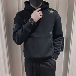 Men's Hoodies Sweatshirts Mens sports shirt black mens clothing hoodie sports shirt Emo Korean style a novel warm unbranded loose fit Q240506