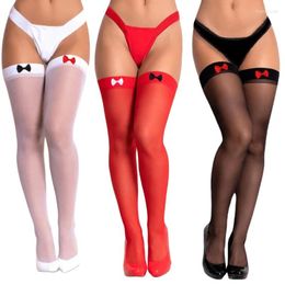 Women Socks Creative Stockings Anime Cosplay Bowknot Costume Transparent Woman Thigh High Stocking Breathable Erotic Legging Underwear