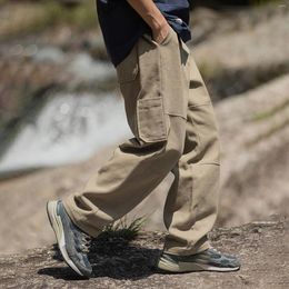 Men's Pants Casual Cargo Soild Hiking Slacks Workout Joggers Sweatpants For Men Straight Leg Long Trousers Outdoor Streetwear