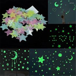 Wandaufkleber 100pcs 3D -Sterne leuchten in der dunklen Decke süßes Wohnheimdekoration